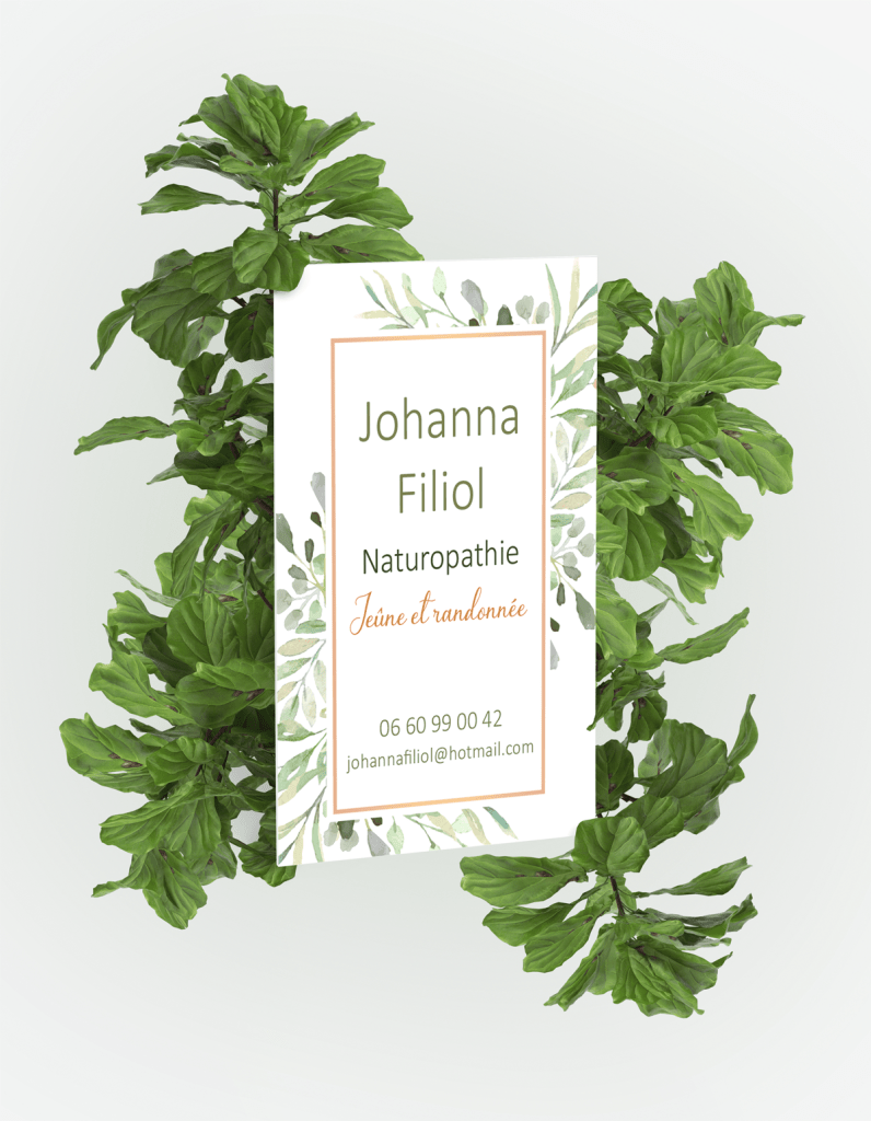 Création de carte de visite pour Johanna Filiol – Naturopathie, Jeûne & Randonnée