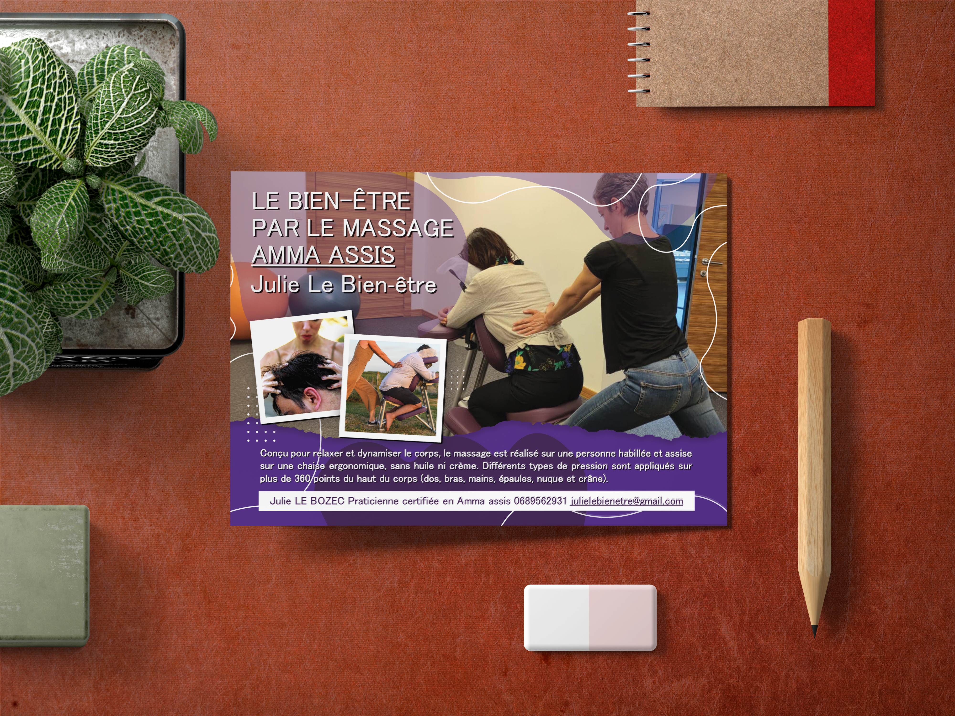 Flyer pour Julie Le Bien-être – Le massage AMMA ASSIS